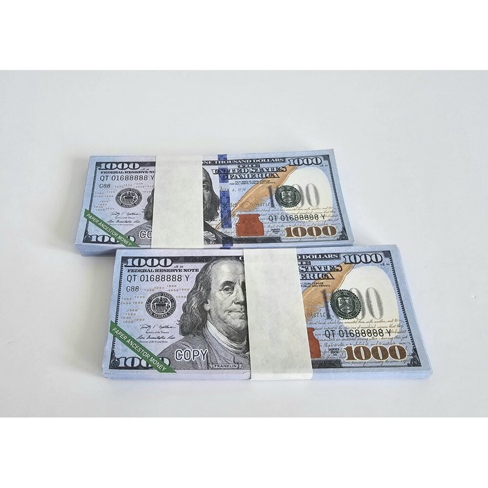 Paper Ancestor Money-New Bundles of 1000 Dollar Bills
